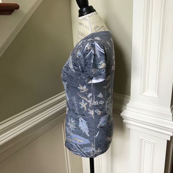 Charlotte Brody Signature T Tee Shirt Top Womens XS Blue Floral Short Sleeve - Picture 9 of 12